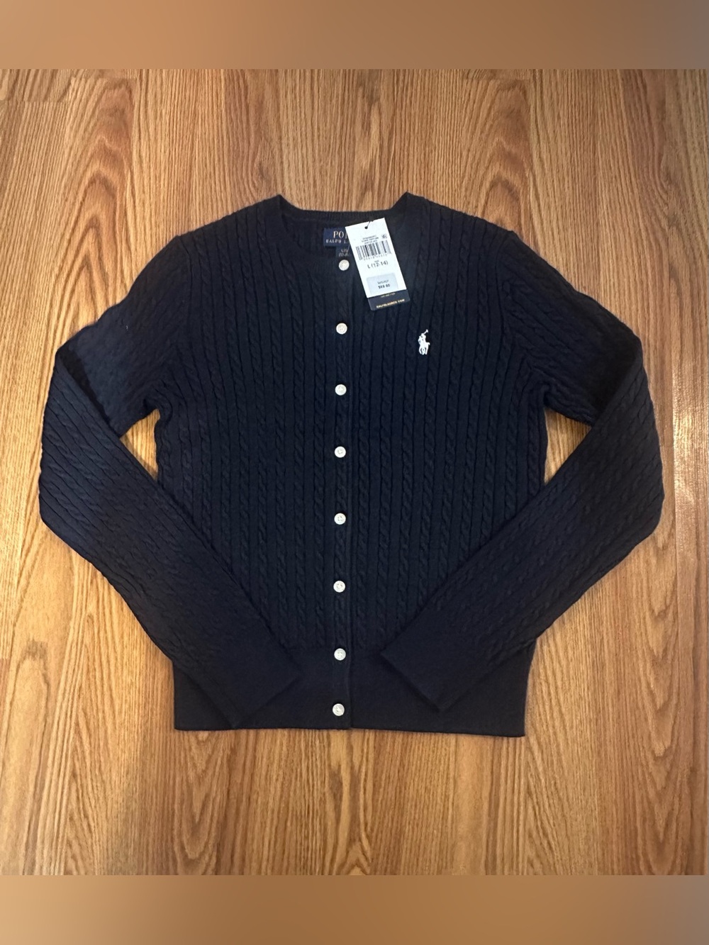 Polo Ralph Lauren Girls Mini Cable Cotton Cardigan, Size L (12-14)